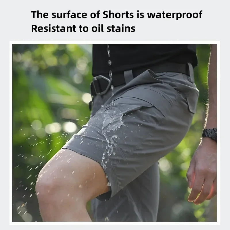 Summer Outdoor Tactical Cargo Shorts for Men - Waterproof, Multi-Pocket, Plus Size Hiking and Camping Urban Shorts