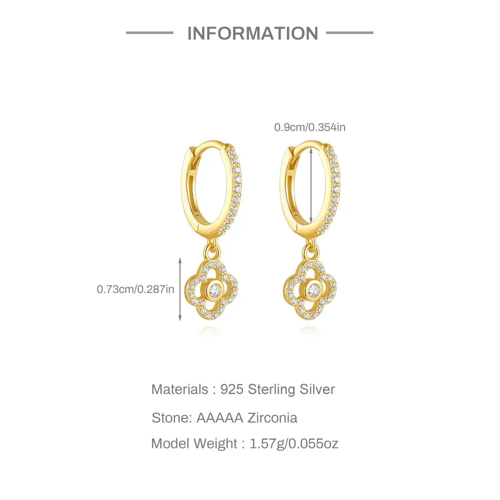 925 Sterling Silver luxury leaf Design zircon Charms hoop earrings for women Shiny Zircon Wedding Party jewelry gift plata