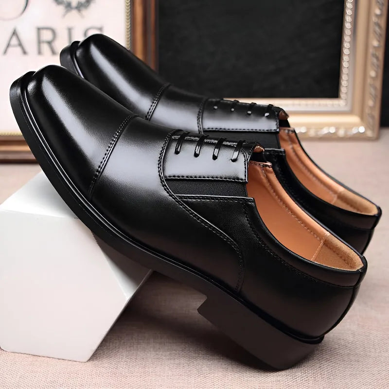 Men's Slip-On Leather Dress Shoes – Comfortable Lace-Free Formal Office Shoes, EU 40–47