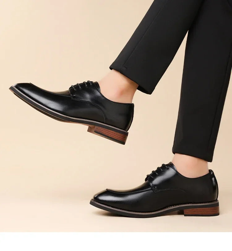 Men's Formal Leather Shoes, Comfortable Soft Sole Office Derby Shoes, Breathable Anti-Slip Business Men's Shoes-HT1009