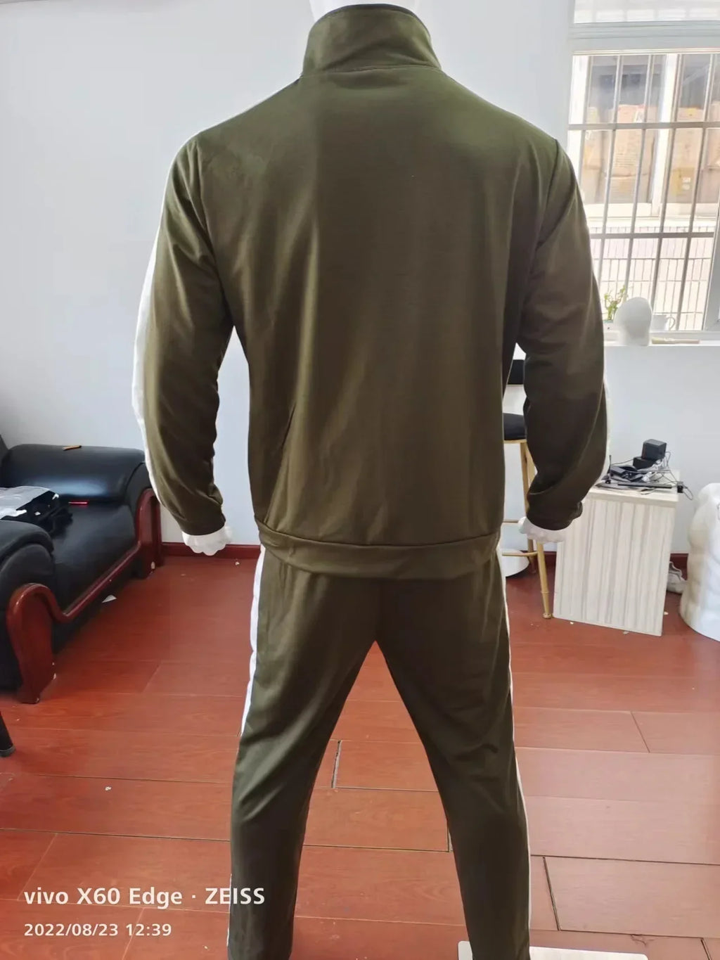 2025 Spring Autumn Men's 2-Piece Set Color Blocking Zipper Stand Collar Casual Sports Jacket Sweatshirt Trousers Suit
