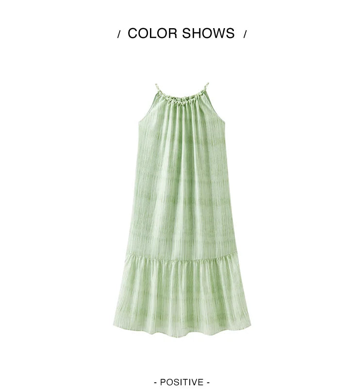 Women Dress Bowknot Textured Halter Neck Vacation A Line Maxi 2026 Summer Romantic Fresh Elegant Soft Comfy Holiday Top