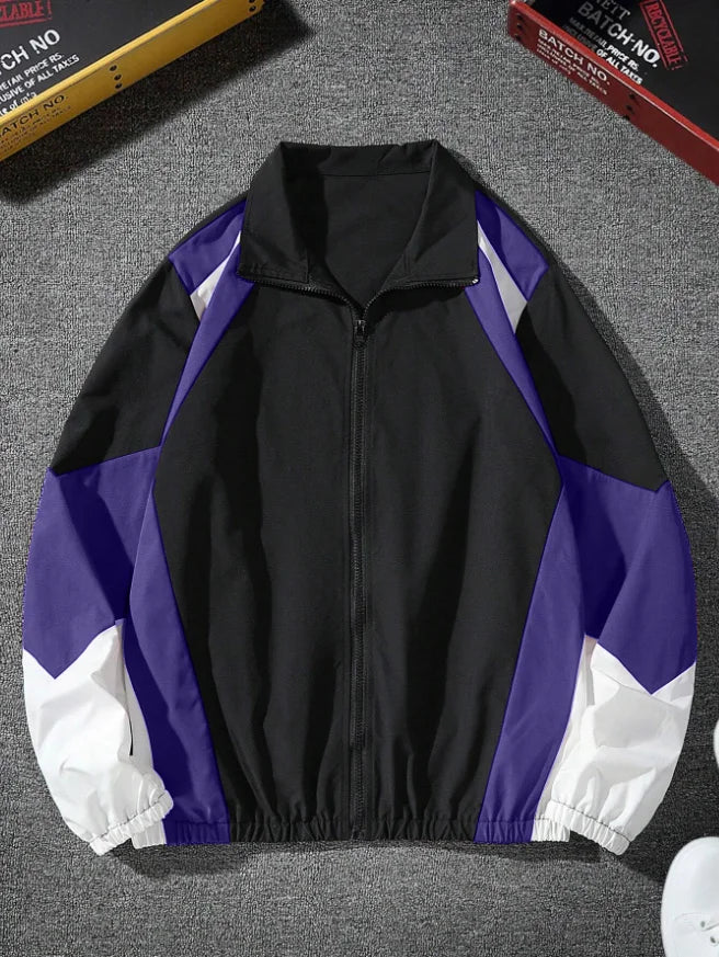 Men's Color-Blocked Jacket, Lightweight, Casual, Travel, Windproof and Wear-Resistant, High-Quality Fabric, Boyfriend Gift