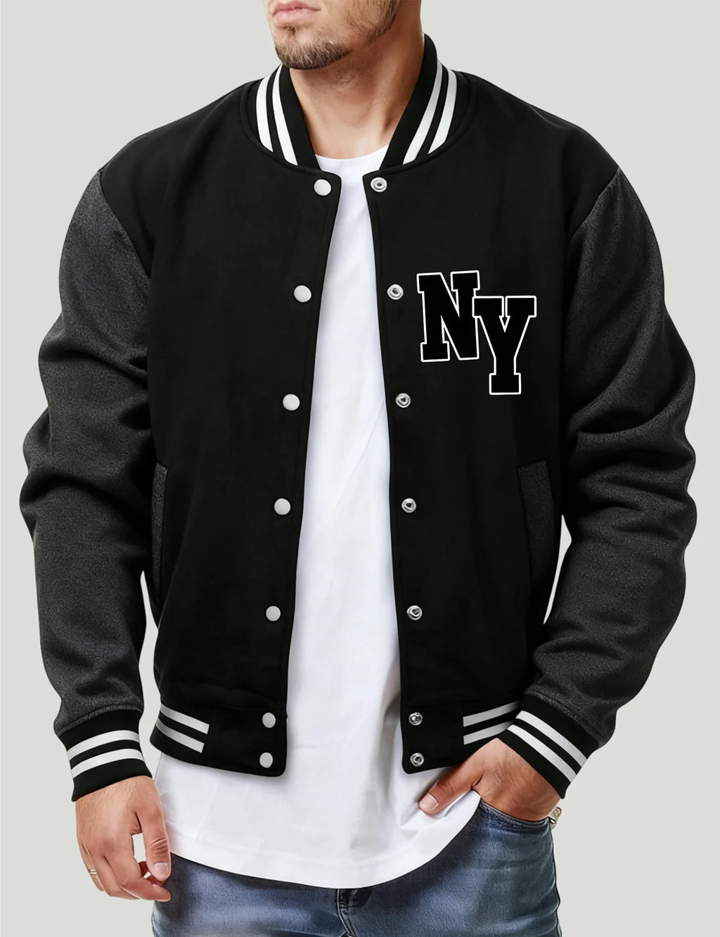 Realizing Dreams In New York Print Jacket Male Fashion Hip Hop Baseball Jersey Soft Loose Fleece Coat Unisex Street Basics Top