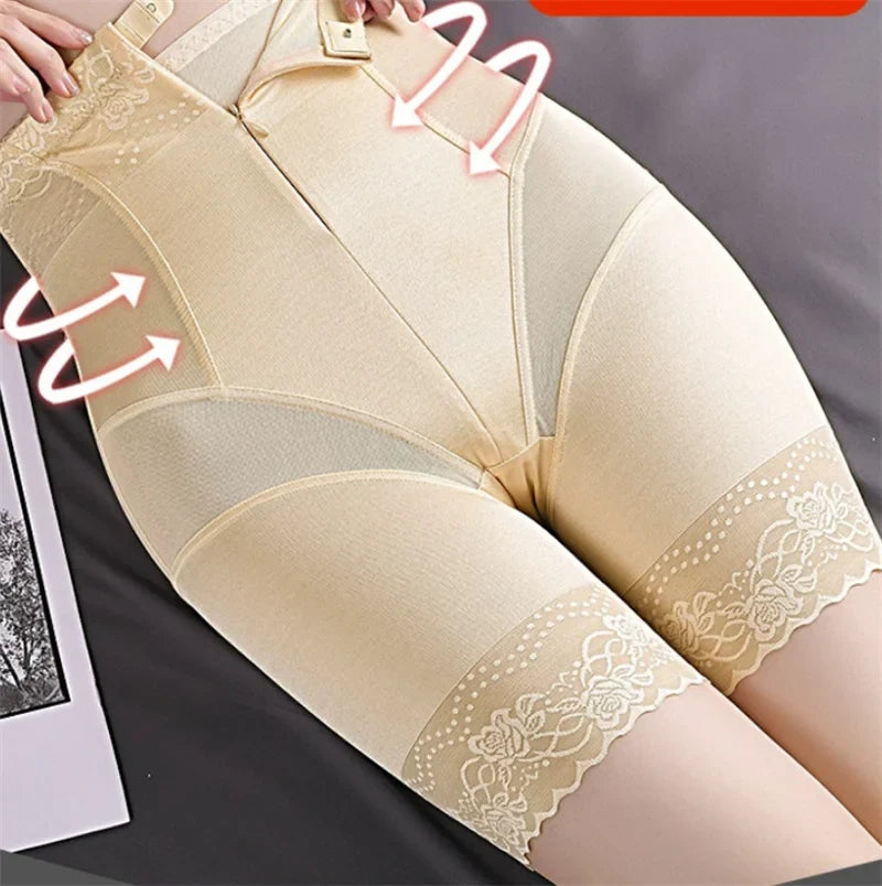 Guudia Zipper Tummy Control Panties High Waist Shapewear Brief Shorts Body Shaper Butt Lifting Silky Stretchy Fabric Seamless