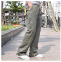 spring Men cargo cotton pants pocket large size big 8XL 10XL 9XL 140KG loose out door casual safari style pants black 46 48 50