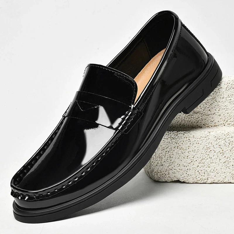 2026 New Men's Patent Leather Penny Loafers Slip On Design Soft Cushion Insole Wear Resistant Sole Business Wedding Party Shoes