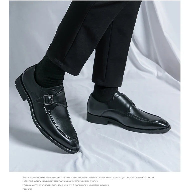 Men's business casual leather shoes cowhide retro round head British leather shoes men's leather big head men's shoes tide