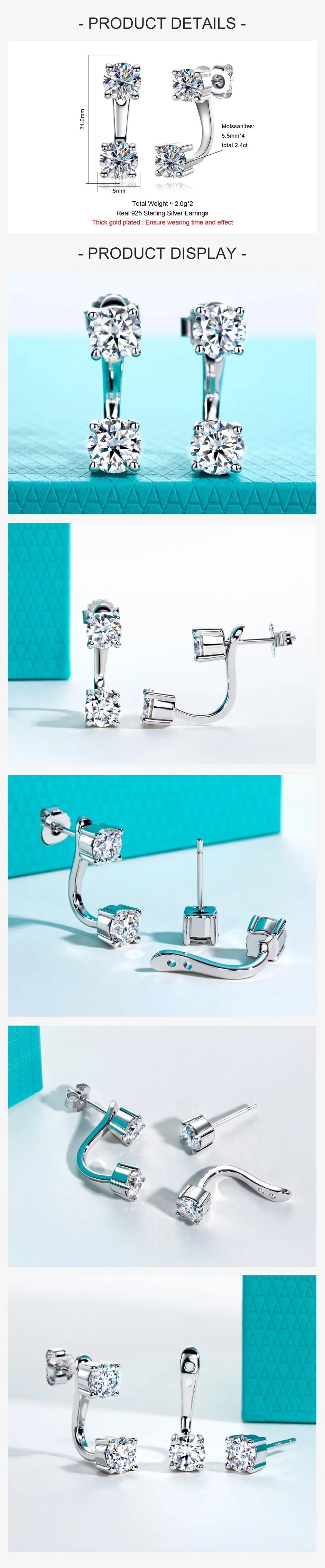 2.4cttw D Color Moissanites Classic Hoop Earring for Women 925 Sterling Silver Jewelry Multipurpose Earrings for Women