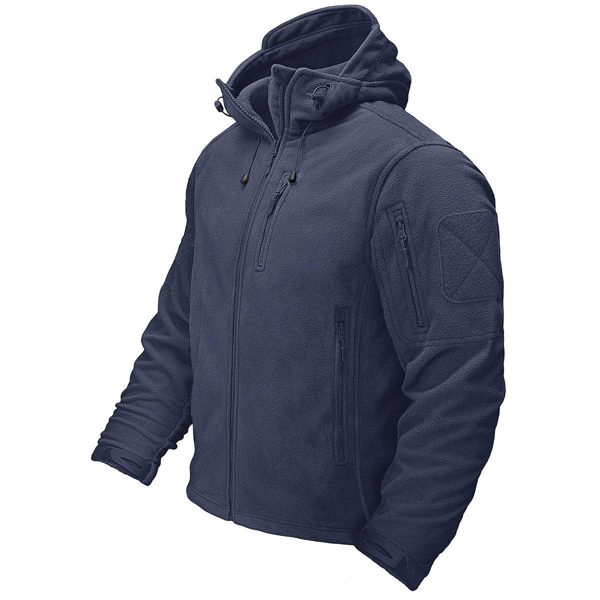 Fall Winter Men's Hooded Fleece Jacket Full Zip Up Soft Warmth Windproof Coat Outdoors Working Hiking Fishing Outerwear