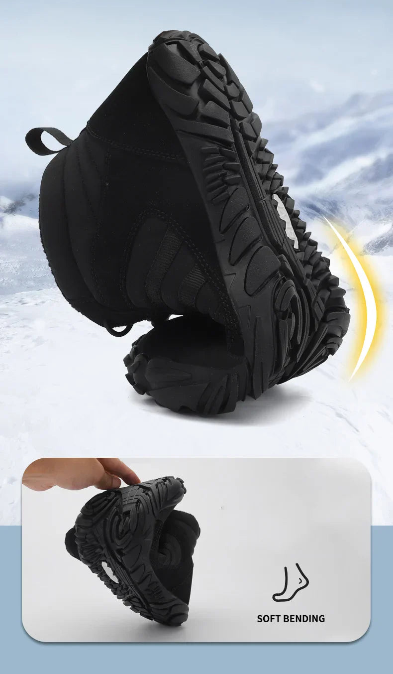 Womens Mens Waterproof Winter Barefoot Shoes Snow Boots Cotton Warm Fur Lined Unisex Walking Hiking Outdoor Shoes