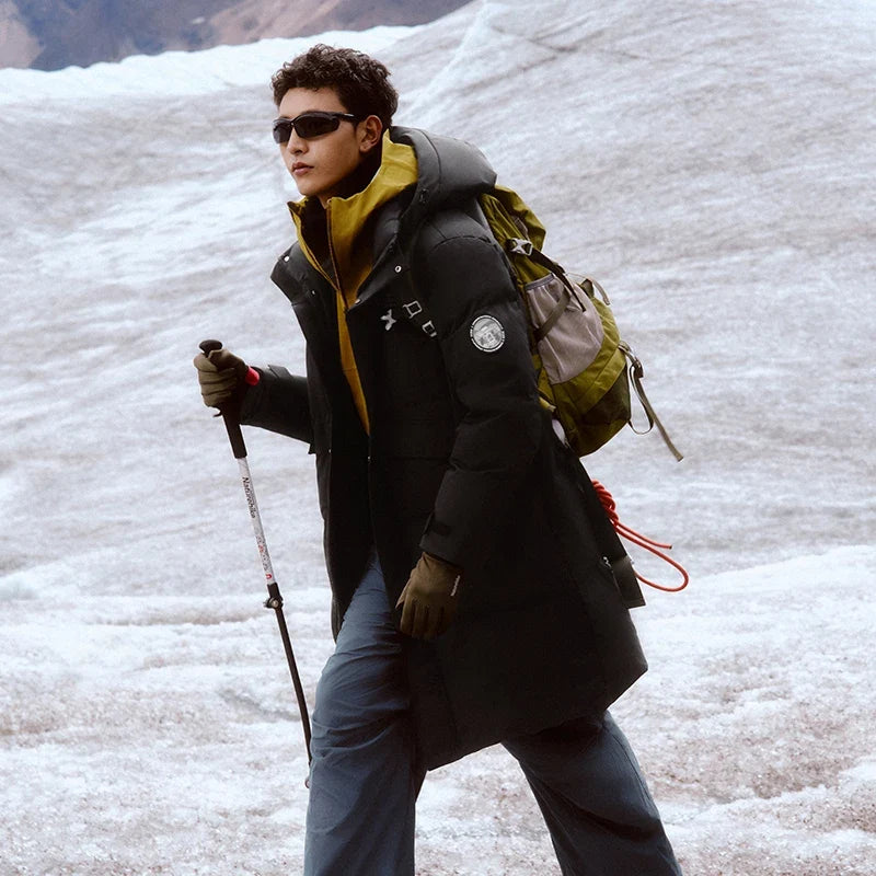 Down Jacket Men Long Length 2026 New Winter Outerwear Waterproof and Warm Outdoor Travel Outerwear