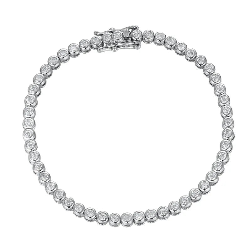 18k Plated 2mm Bubbles Moissanite Tennis Bracelet for Women Luxury Bangles 100% Sterling Silver 925 Full Diamonds Chain