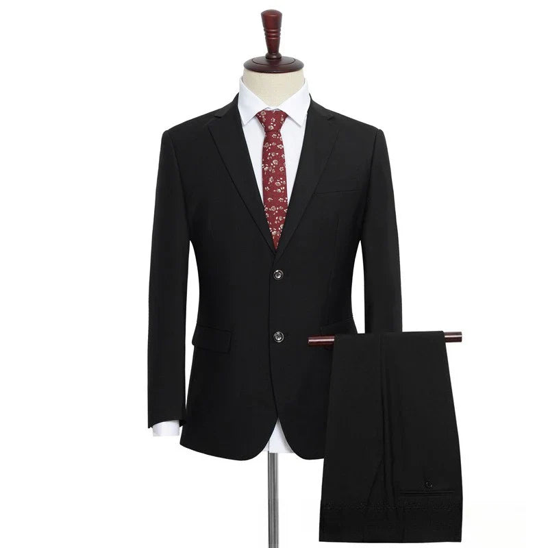 Plus Size Man Suit Set Solid Color Single Breasted Jacket Vest Pants For Host Groom Groomsmen Grey Black Navy 3-Piece Suit Set