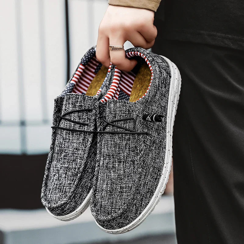 Men Casual Canvas Shoes Mens Loafers Breathable Slip on Flats Male Vulcanized Shoes Driving Shoes Plus Size 47 Walking Sneakers