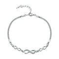 Authentic 925 Sterling Silver Infinity Love Chain Link Adjustable Zircon Bracelet for Women Luxury Silver Jewelry SCB037