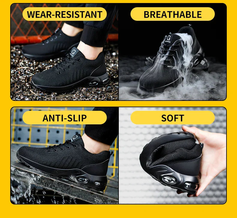 Air Cushion Work Safety Shoes For Men Women Breathable Work Sneakers Steel Toe Shoes Anti-puncture Safety Protective Shoe