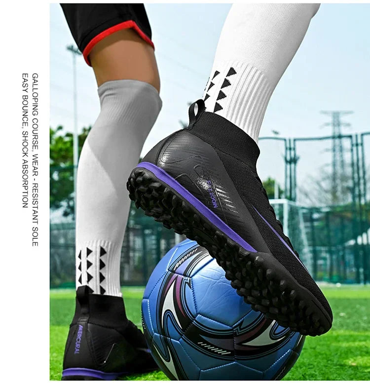 New Men Football Boots Match Long Spikes Soccer Shoes Cleats Boys Comfortable Training Sport Adult Breathable Outdoor Non Slip