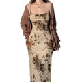 Female Bodycon Dresses Women Retro Clothes Floral Sleeveless Evening Party Dress