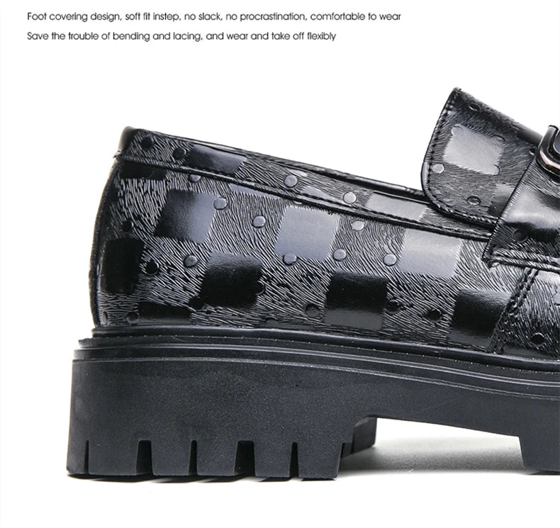 New Platform Men's Casual Shoes Comfortable Fashion Luxury Loafers Men's Leather Shoes Heightening Loafers Beans Driving Shoes