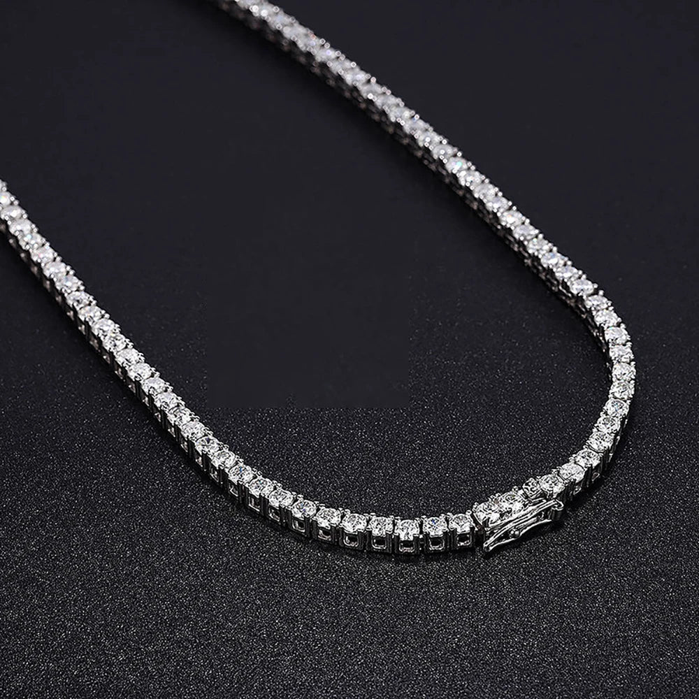 Long Tassel Full Moissanite Diamond Necklace With  Certificate S925 Sterling Silver Plated 18k Gold Tennis Necklace For Women