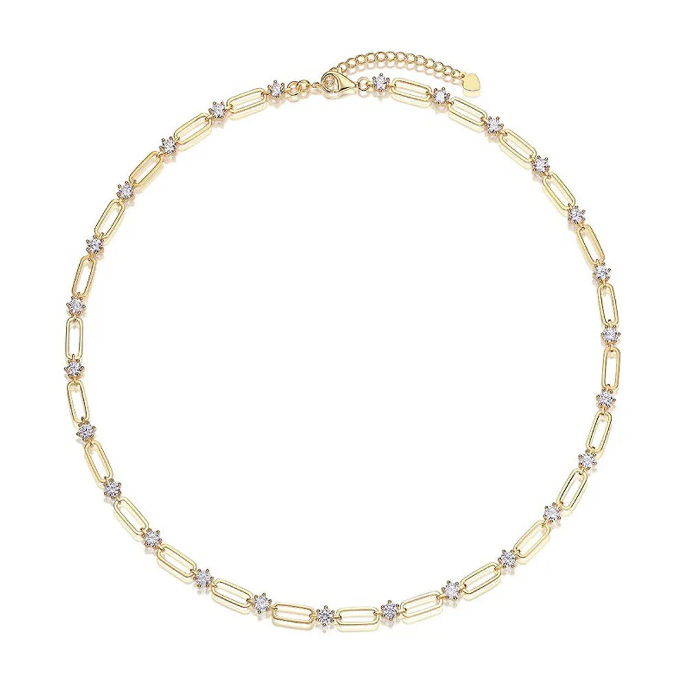 D VVS1 Moissanite Tennis Necklace s925 Sterling Silver Plated 18k Yellow Gold GRA Certified 18inch Necklaces for Women