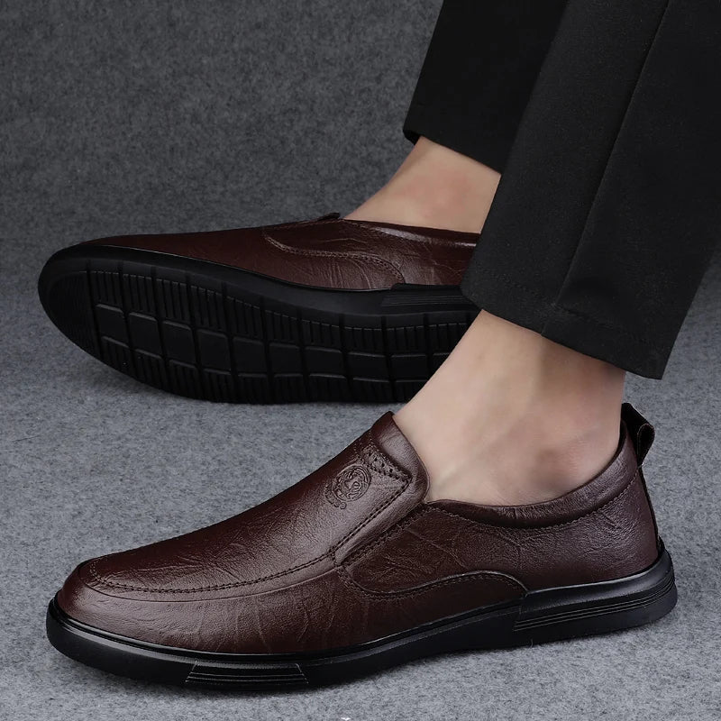 Leather Fashion Business Shoes Men Luxury Brand Mens Comfortable Loafers Handmade Men Casual Shoes New All-match Flats for Men