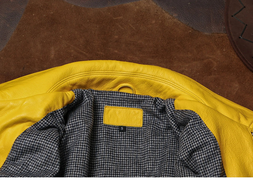 Spring Autumn Cool Handsome Short Yellow Soft Pu Leather Jacket Men Turn-down Collar Luxury Designer Clothes 2025