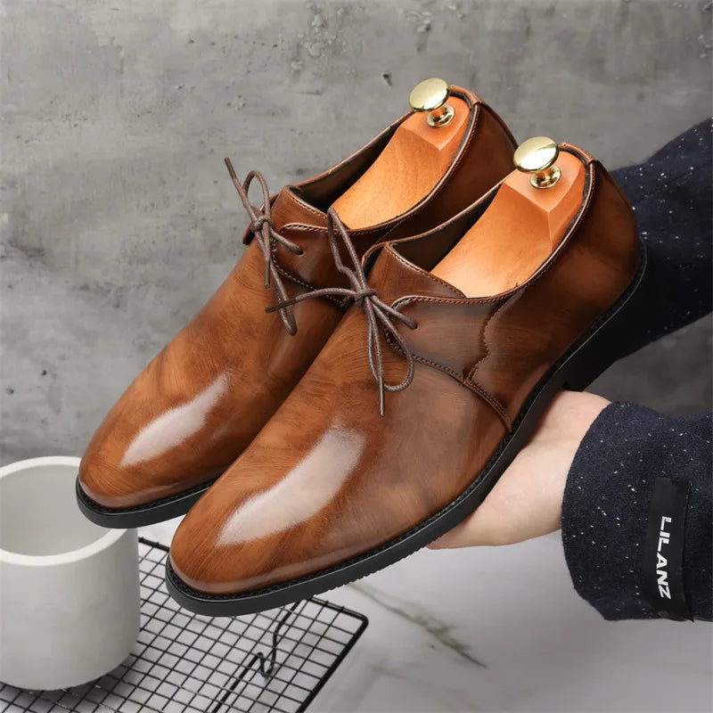 Men’s Fashion Formal Dress Shoes – Classic Lace-Up Office & Wedding Footwear (Black, Brown)