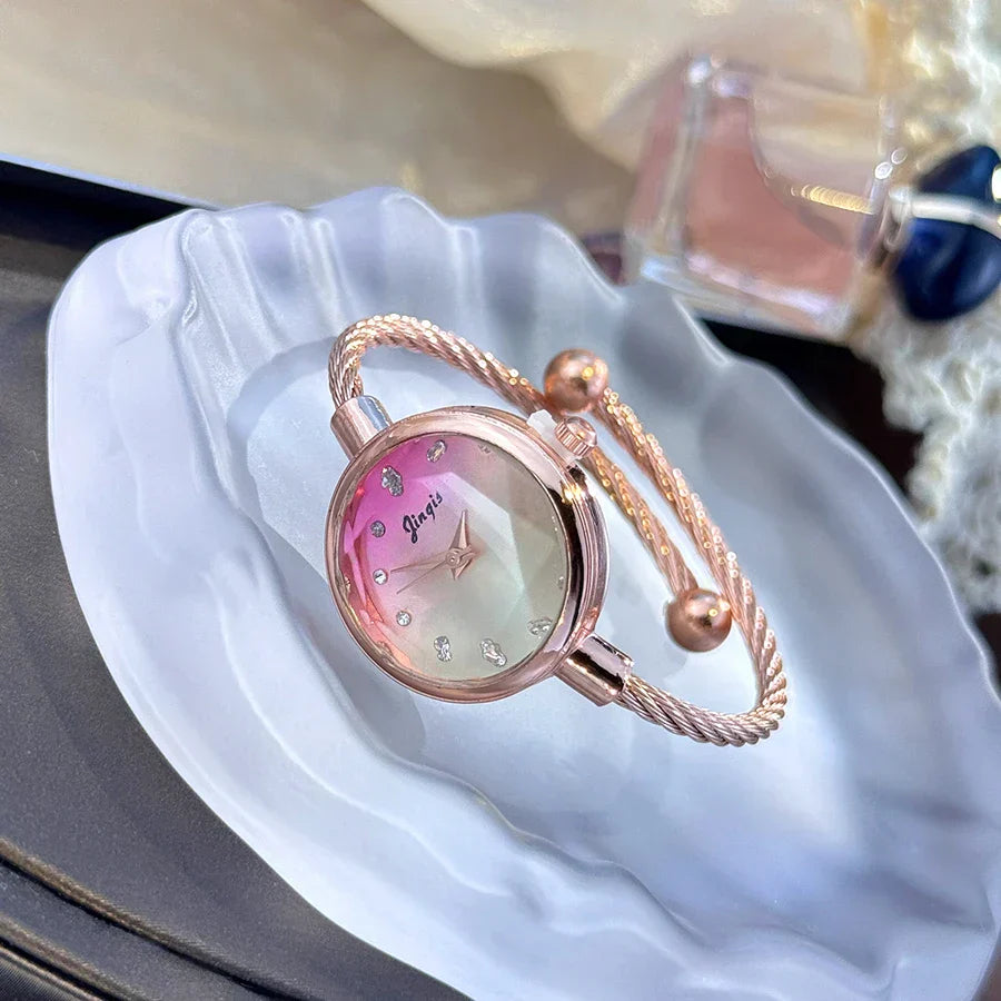 New Gradient Fresh Style Starry Sky Sunset Color Ladies Watch Student Fashion Bracelet Open Quartz Wristwatch