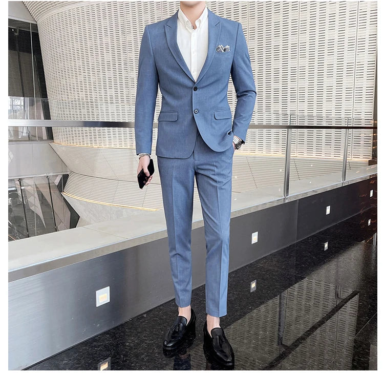 2025 Slim Fit Three-Piece Business Suit Set High-End Korean Style Wedding Groom Party Dress Suit Vest Trousers M-4XL
