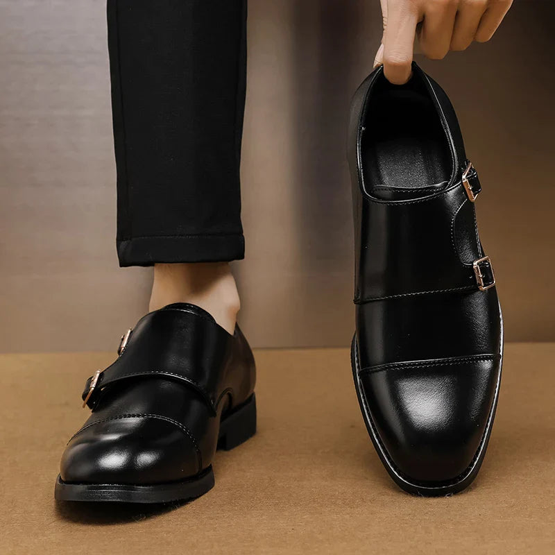 Luxury Brand New Men Casual Shoes Leather Men Fashion Double Buckle Loafers Mens Slip-on Board Oxford Shoes Spring Elegant Flats