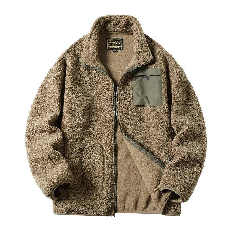 Men Thicken Fleece Padded Coat Berber Fleece Jackets For Men Vintage Stand Collar Polar Fleece Wintre Jacket Warm Tops 패딩