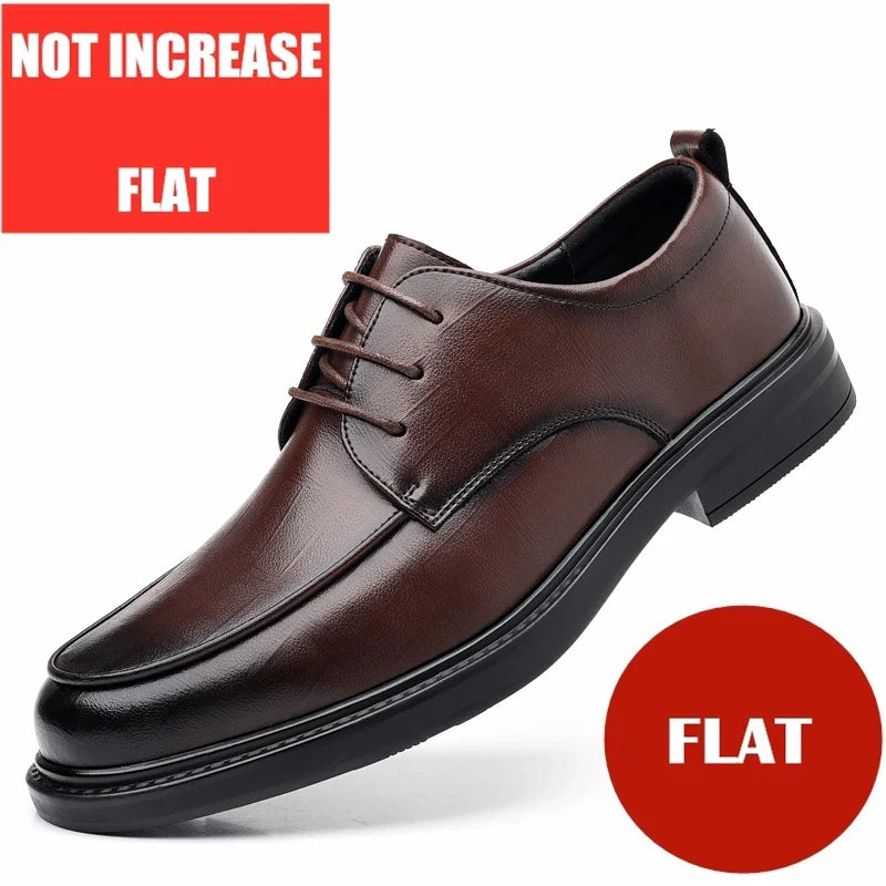 Big Size Elevator Shoes Men Leather Shoes Height Increasing Shoes For Man Increase Insole 6-8CM Invisible Heightening Lift Shoes