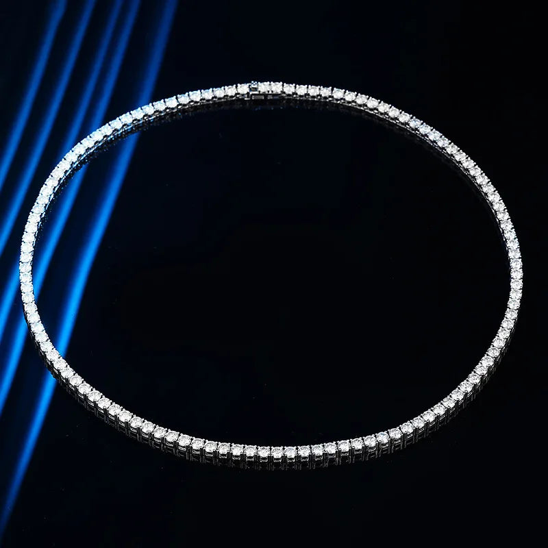 Real 2.5/3/4/5mm Full Moissanite Tennis Necklace for Women 925 Sterling Silver Diamond Neck Chains Necklaces Fine Jewelry