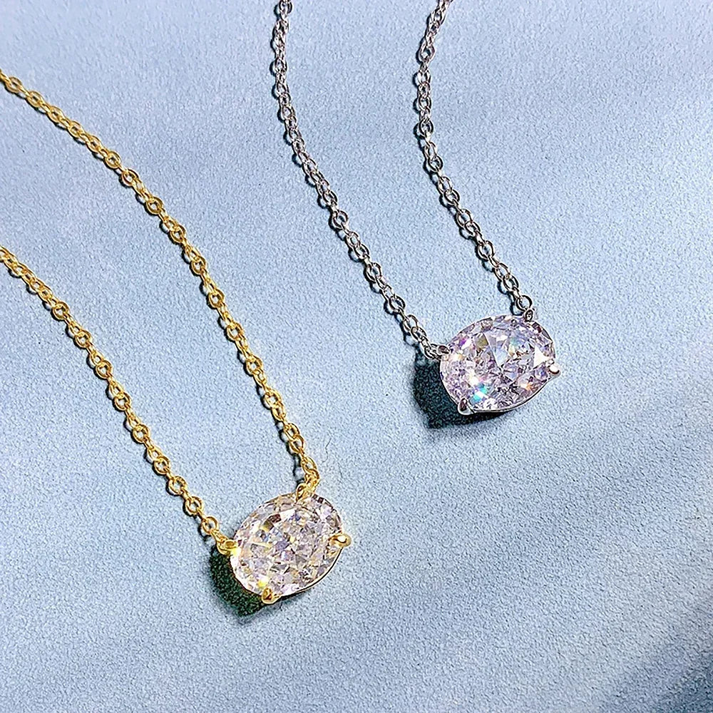 3CT Oval Cut Moissanite Pendant Necklace for Women  Certified 8*10mm Lab Diamond Neck Chain 925 Sterling Silver Fine Jewelry