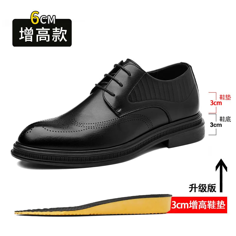 Business Formal Casual Wedding Shoes for Men Fashion New Designer Inner Increase Shoes Male Spring Autumn Retro Leather Shoe Man