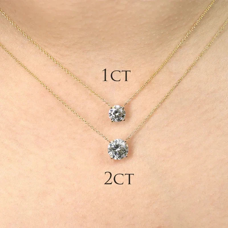 1CT 2CT 3CT Certified Moissanite Pendant Necklace For Women S925 Sterling Silver Solitaire Drop Necklaces Jewelry Gift