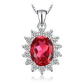 Princess Diana Created Blue Sapphire Ruby Simulated Emerald 925 Sterling Silver Pendant Necklace for WomenNo Chain