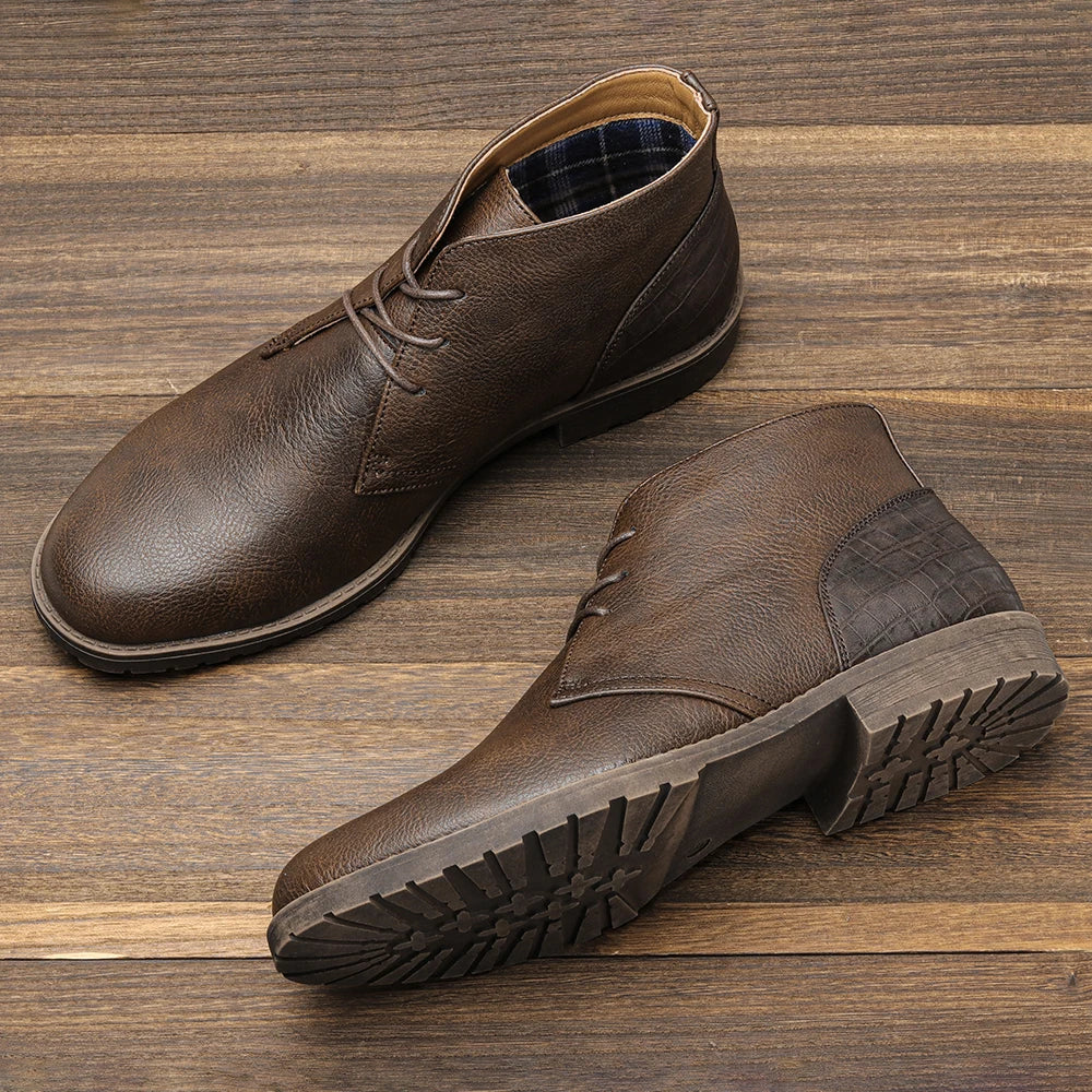 Retro American Style Men Desert Boots Ankle Boots Vintage Casual Leather Boots for Men