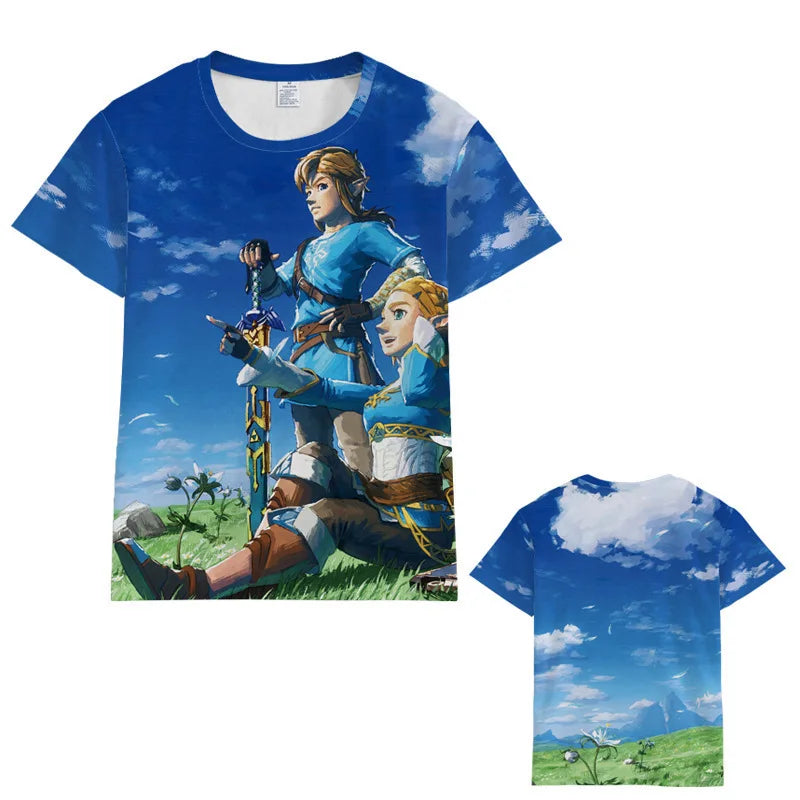 تيشيرت Zelda Tears of The Kingdom بتصميم أنمي كرتوني بأكمام قصيرة، زي تنكري لحفلة التخرج، إكسسوارات للرجال، ملابس فضفاضة مسامية، قمصان علوية، هدية