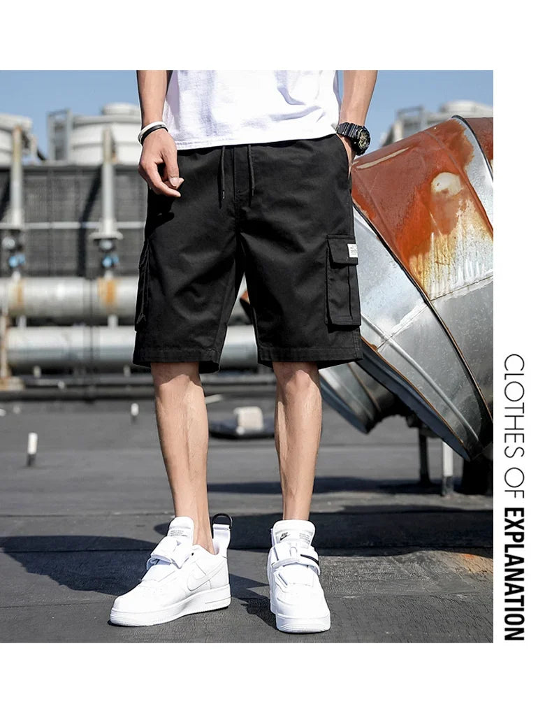 Plus Size Shorts Casual Summer Elastic Waist Cargo Short Men Streetwear Y2k Camouflage Fashion Bermuda Male Side Pocket Breeches