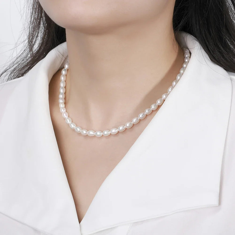14K Gold 925 Sterling Silver Pearl Necklace with 3-4mm Handmade Natural Baroque Pearl Tiny Chain for Women GPN19