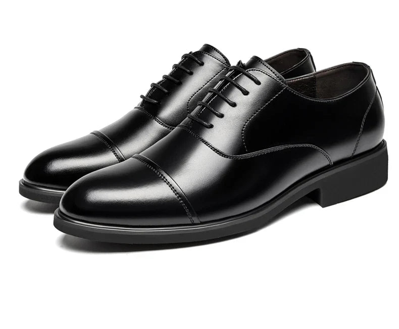 New Men 37-46 Men's Flat / 6CM Heightening Elevator Shoes Business Formal Leather Shoes Man British Casual Wedding Suit Shoes