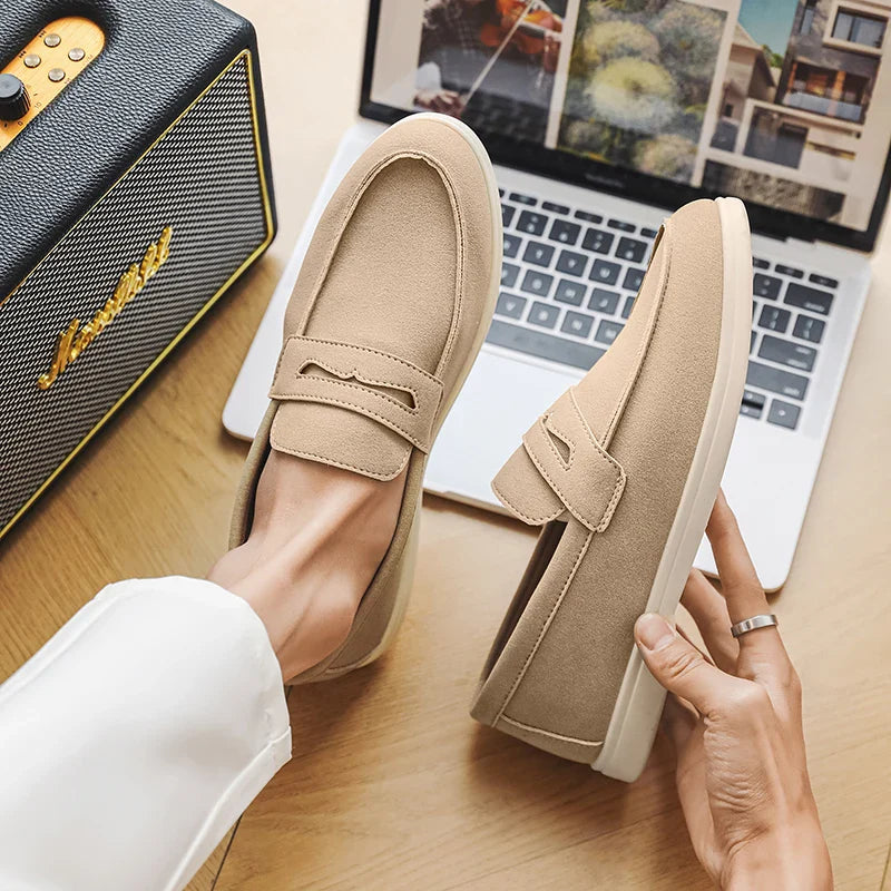 Men’s Suede Slip-On Loafers – Soft Comfortable Casual Shoes for Everyday Wear