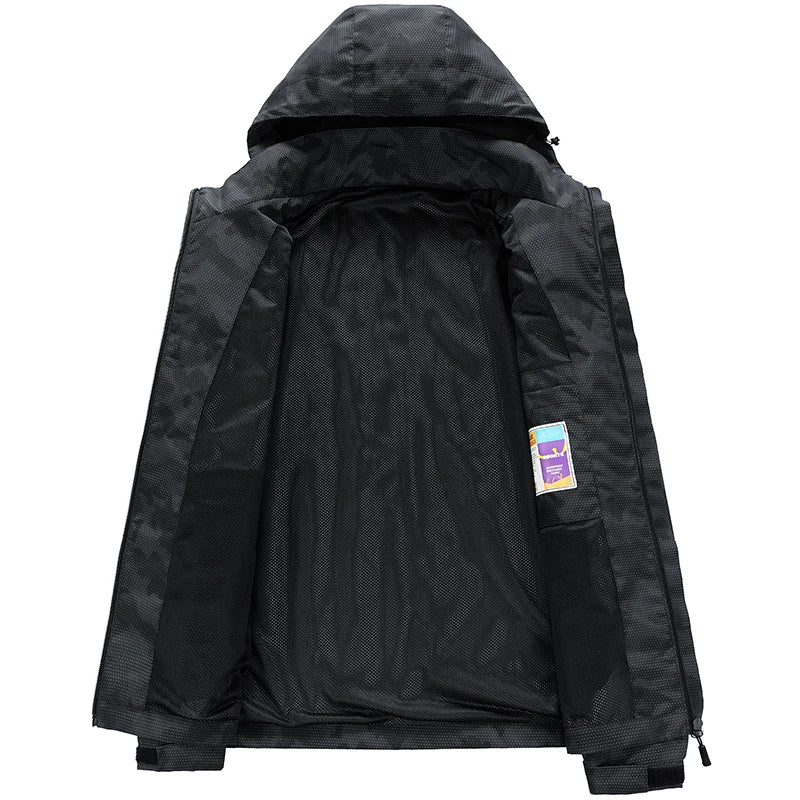 Softshell Outdoor Jacket Men Zip Up Hooded Waterproof Jacket Hiking Camping Windbreaker Lightweight Spring Autumn Coats