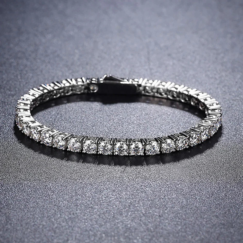 2mm 2.5mm 3mm 4mm 5mm Moissanite Tennis Bracelet for Women Men 100% S925 Sterling Silver Hidden Spring Lock Bracelet Plated 18K