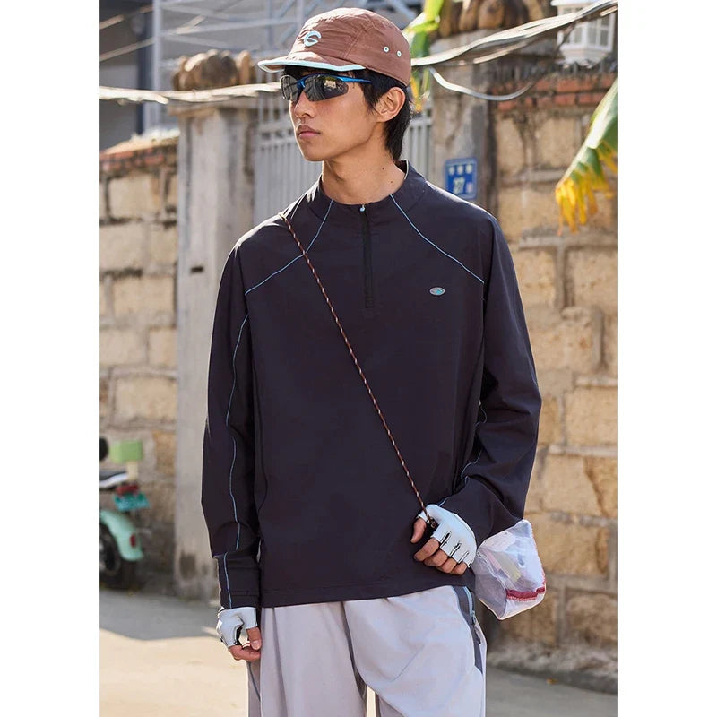 Man Quick-Dry Long Sleeve Shirt - Breathable, Anti-Odor, UPF Sun Protection with Raglan Sleeve Unisex Outdoor Jacket