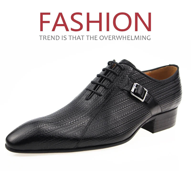 Custom Made Luxury Mens Shoes Wedding Genuine Brock Shoes for Lace Up Men Leather Shoe Sapato Dress Office Shoes Printing Latest