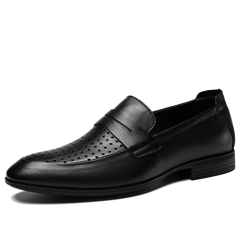 2024 New Luxury Brand Black Genuine Leather Gentleman Fashion Dress Shoes Men Business Loafers Men's Shoes Slip on Big Size 49